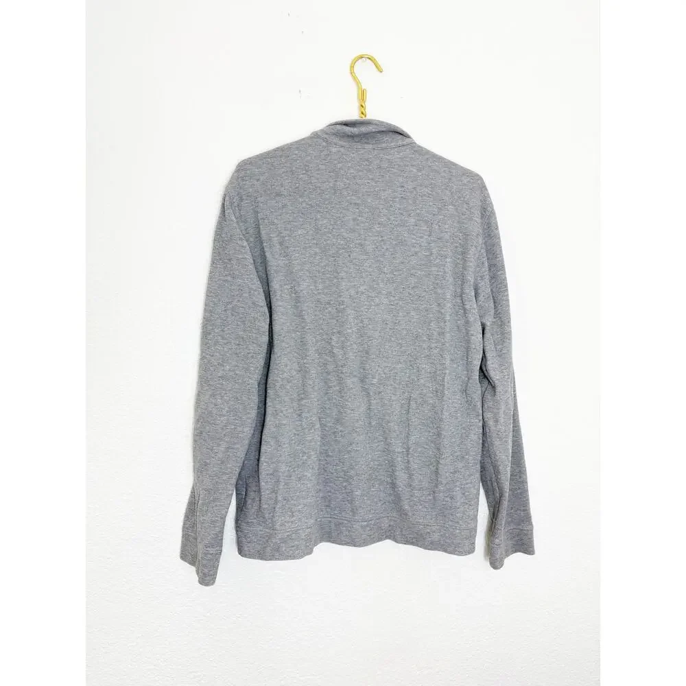 Vince Men's French Rib-Knit Quarter-Zip Heather Grey Sail Sweater Size Large
